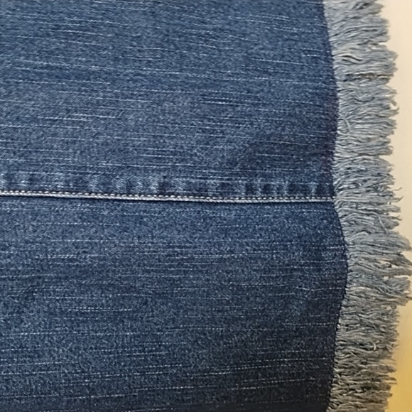 Denim Skirt 12 100% Cottom Raw Fringe Edge Hem Belt Zip Front - Picture 3 of 9